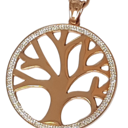 Collier or rose pendentif arbre de vie