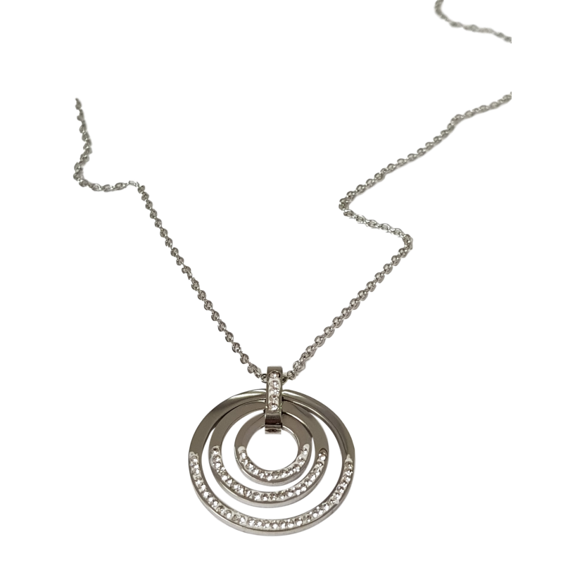 Collier argent pendentif cercle spirale